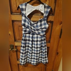Blue gingham cut out mini dress summer spring cottagecore